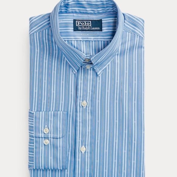 Polo Ralph Lauren Custom Fit Striped Dobby Shirt - Fall Blue/White - Size 17 - Picture 2 of 6